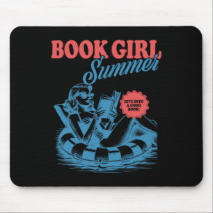 Girl Reading Book Summer Funny Beach Vacation For  Mouse Pad