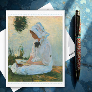 Girl reading by a stream, Sargent 1888  Postcard