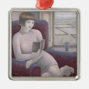 Girl Reading in Armchair 2009 Metal Tree Decoration