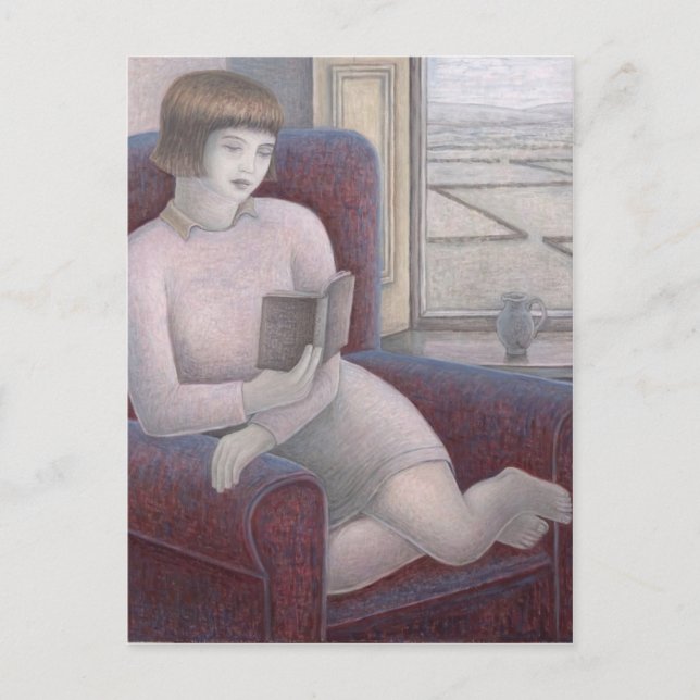 Girl Reading in Armchair 2009 Postcard (Front)