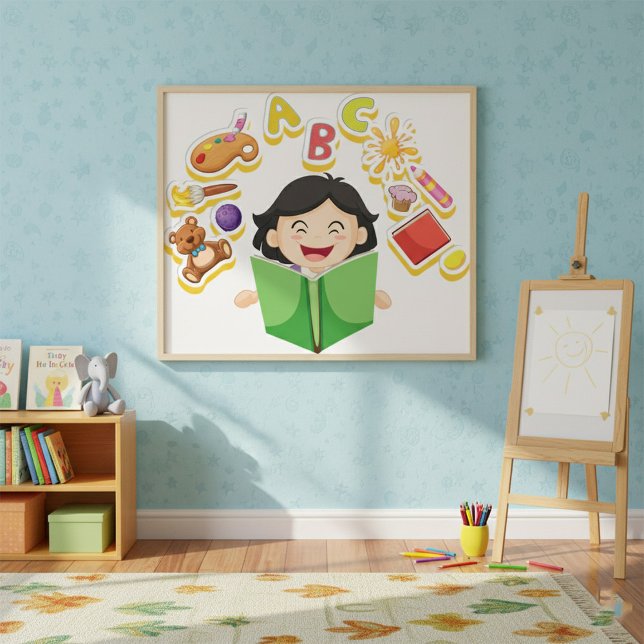Girl Reading Learning ABC Letters and Toys Poster (Creator Uploaded)