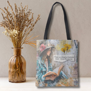 Girl Reading Quote Tote Bag