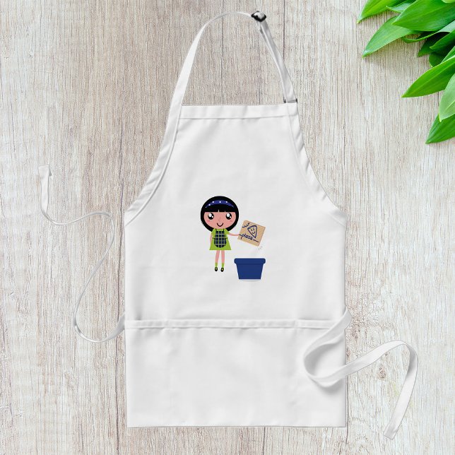 Girl Recycling Pizza Box Fun Eco-Friendly  Standard Apron (Creator Uploaded)
