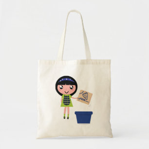Girl Recycling Pizza Box Fun Eco-Friendly  Tote Bag