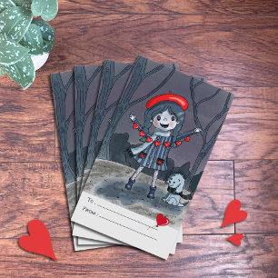 Girl   Red Garland Classroom Valentine's Day Cards