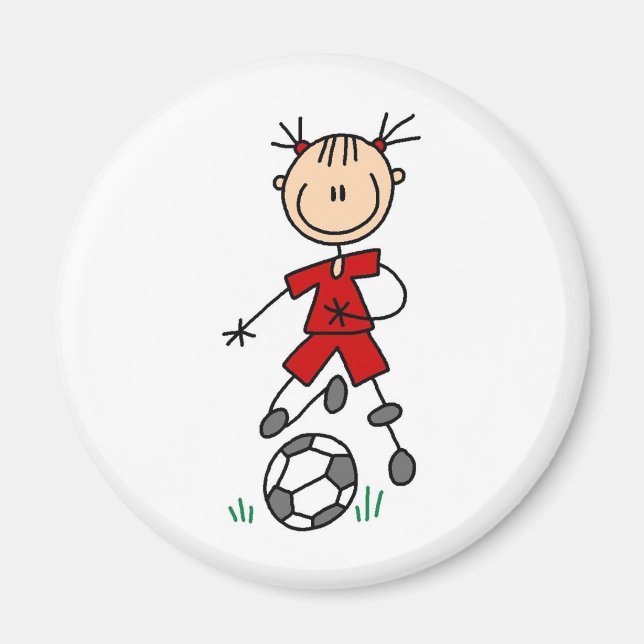 Girl Red Soccer Uniform Magnet (Front)