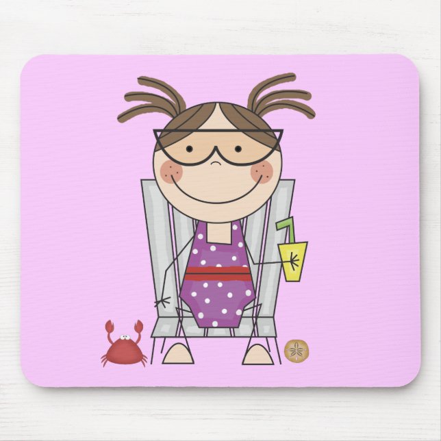 Girl Relaxing at Beach Tshirts and Gifts Mouse Pad (Front)