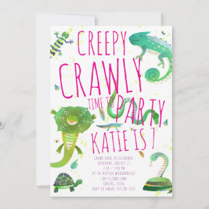 Girl Reptile Birthday Invitation - Lizards & Snake