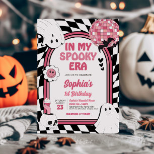 Girl Retro Ghost Halloween Birthday Invitation