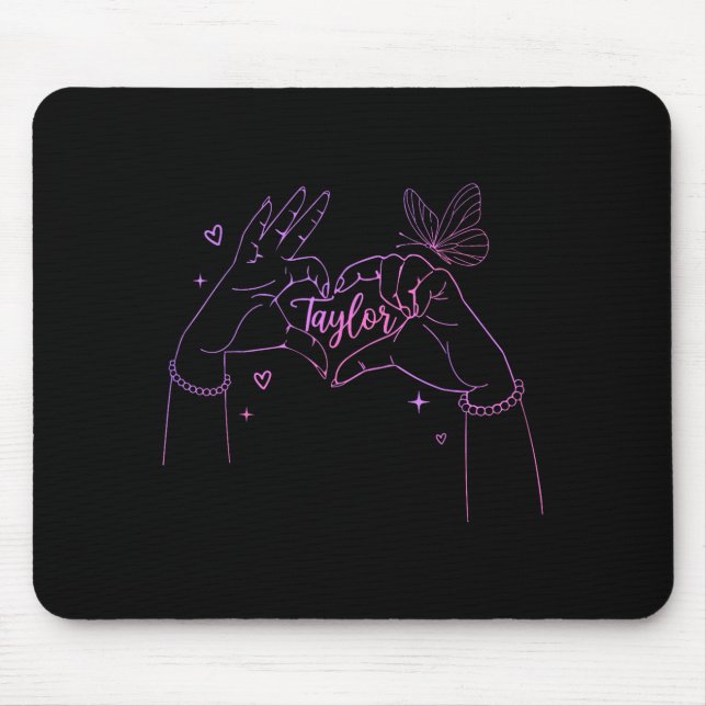 Girl Retro I Love Taylor First Name D Groovy 80's  Mouse Pad (Front)
