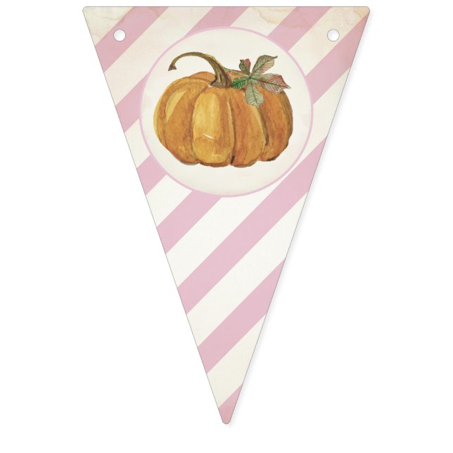 Girl Retro Little Pumpkin Birthday Bunting (First Flag)