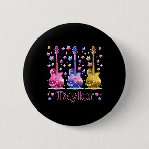 Girl Retro Taylor First Name Personalised Groovy 8 6 Cm Round Badge