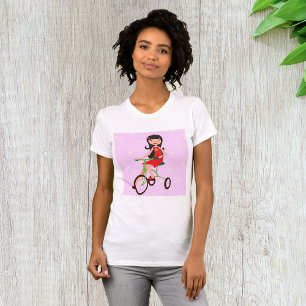 Girl Riding A Bike Womens T-Shirt