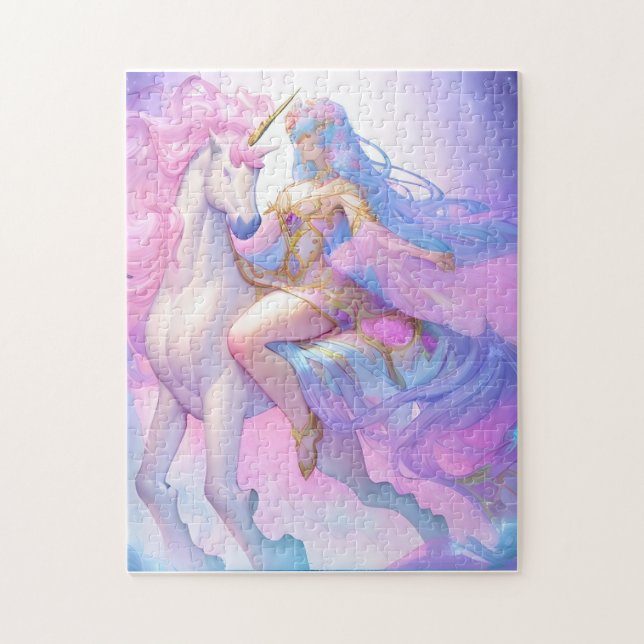 Girl Riding a Unicorn  Jigsaw Puzzle (Vertical)