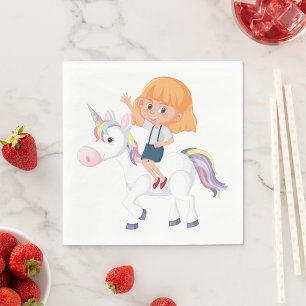 Girl Riding A Unicorn Napkin