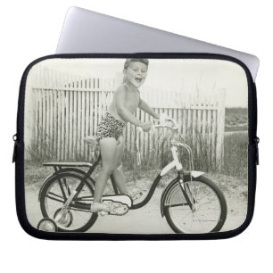 Girl Riding Bicycle Laptop Sleeve