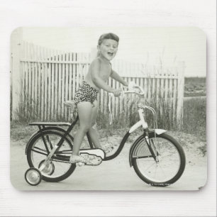 Girl Riding Bicycle Mouse Pad