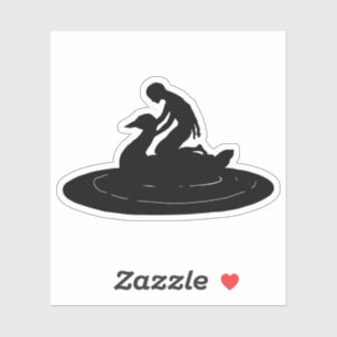 Girl Riding Swan Silhouette Fantasy Fairytale Art