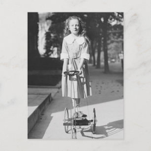 Girl Riding Tricycle, 1918 Postcard