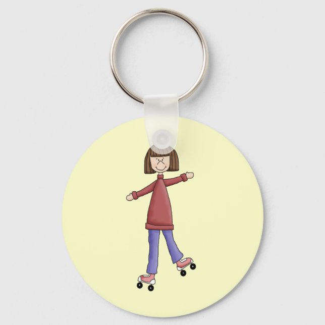 Girl Rollerskating Key Ring (Front)