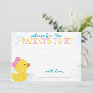 Girl Rubber Duck Baby Advice for Parents Cards