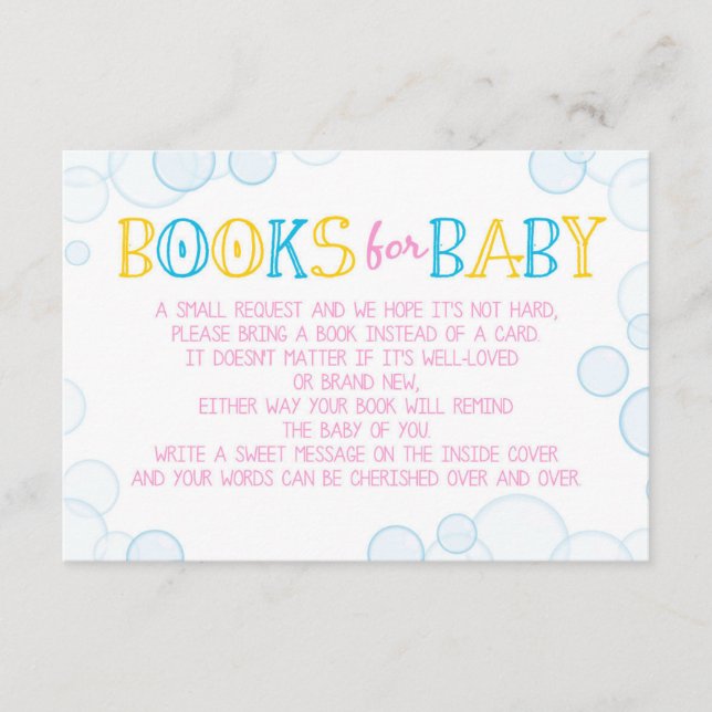 Girl Rubber Duck Books for Baby Insert Cards (Front)