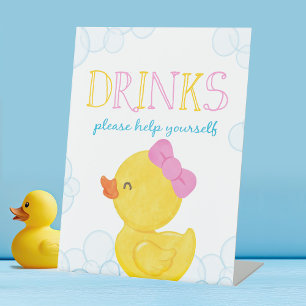 Girl Rubber Duck Drinks Party Pedestal Sign