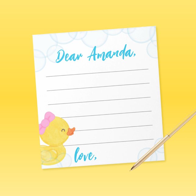 Girl Rubber Duck Time Capsule / Advice Note Sheets (Girl Duck Time Capsule or Wishes for Baby Note Sheets Pack of 40)
