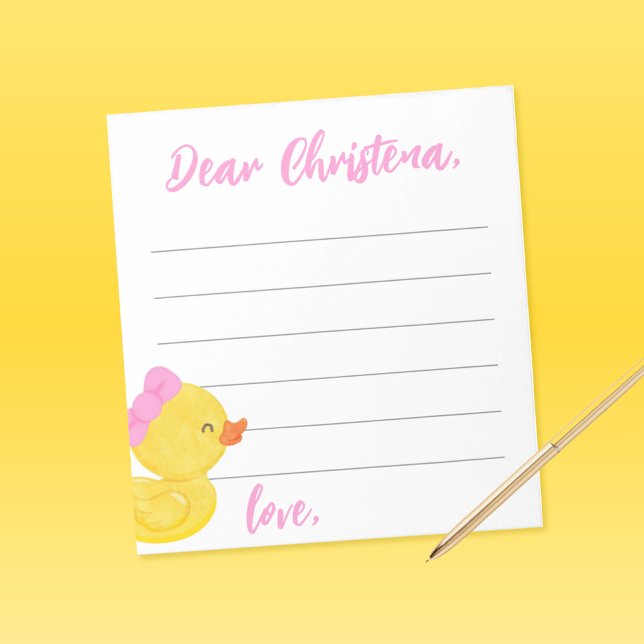 Girl Rubber Duck Time Capsule / Advice Note Sheets (Girl Duck Time Capsule or Wishes for Baby Note Sheets)