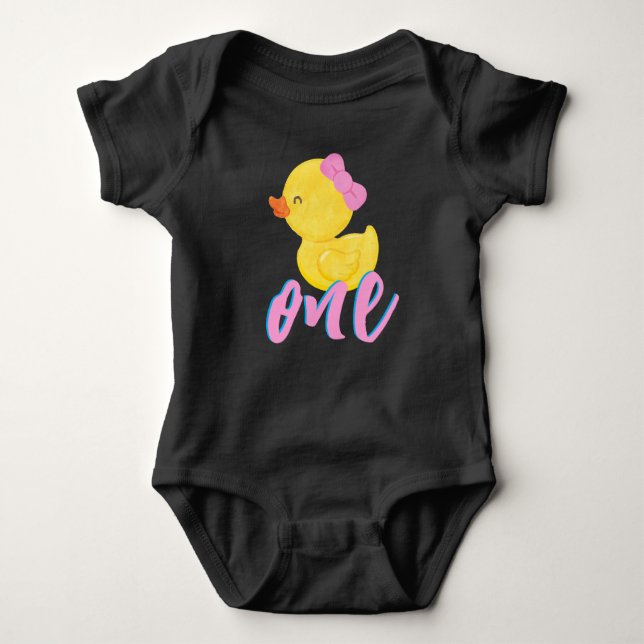 Girl Rubber Duck You're the One 1st Birthday Baby Bodysuit (Front)