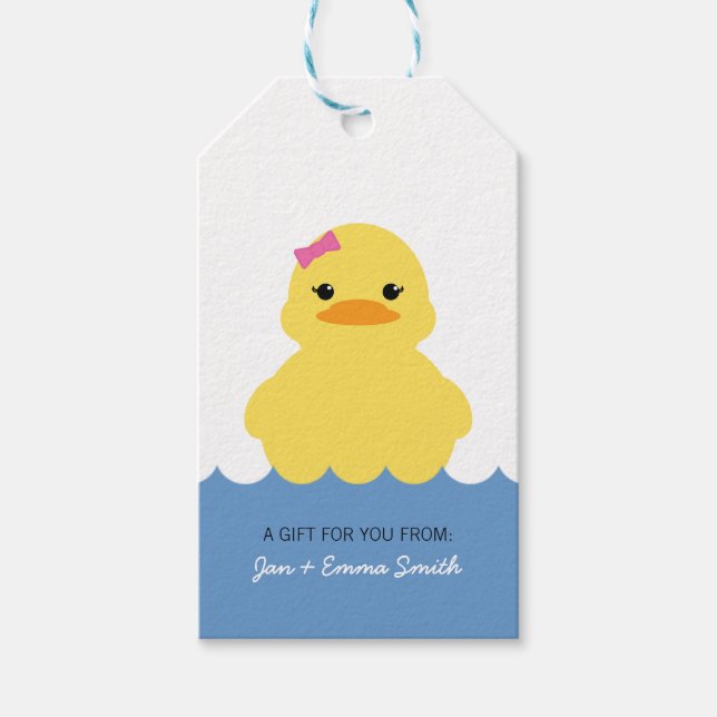 girl rubber ducky BABY SHOWER favour tag (Front)
