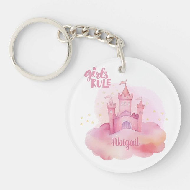 Girl Rule Palace on the Pink Cloud customisable Key Ring (Front)