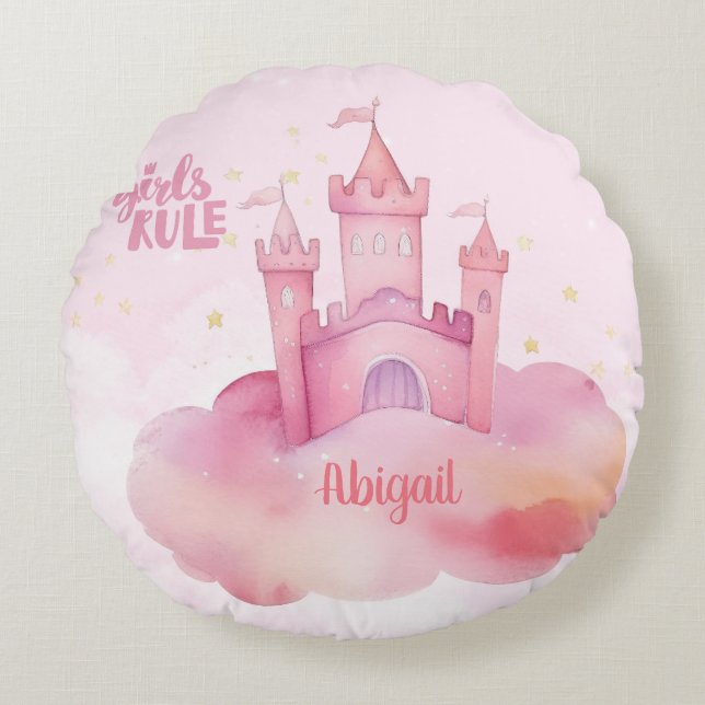 Girl Rule Palace on the Pink Cloud  Round Cushion (Front)