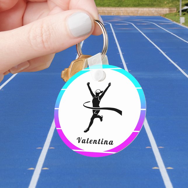 Girl Running Marathon Cross Country Runner Name Key Ring (Creator Uploaded)