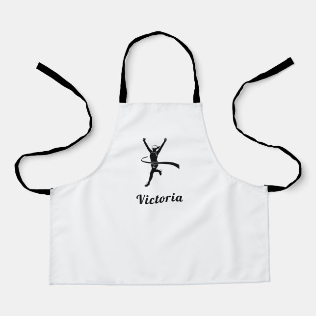 Girl Running Marathon Track Cross Country Kid Name Apron (Front)