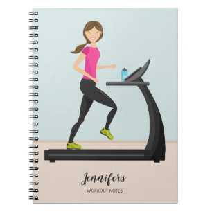 Girl Running On A Treadmill Drawing Fitness Notebook