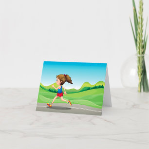 Girl Running Thank You Card