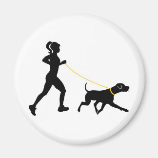 Girl running with her dog magnet