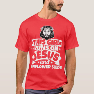 Girl runs on Jesus and Sunflower seeds Premium  T-Shirt
