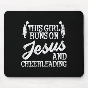 Girl Runs On Jesus Cheerleading Cheerleader Christ Mouse Pad