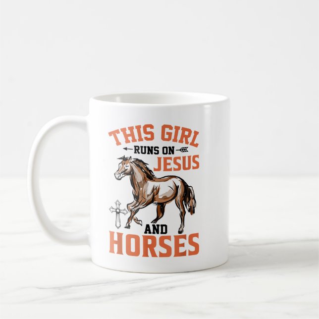 Girl Runs On Jesus Horses Horse Coffee Mug (Left)