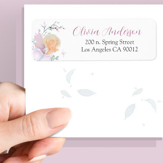 Girl’s Butterfly & Flower Baby Shower address Return Address Label