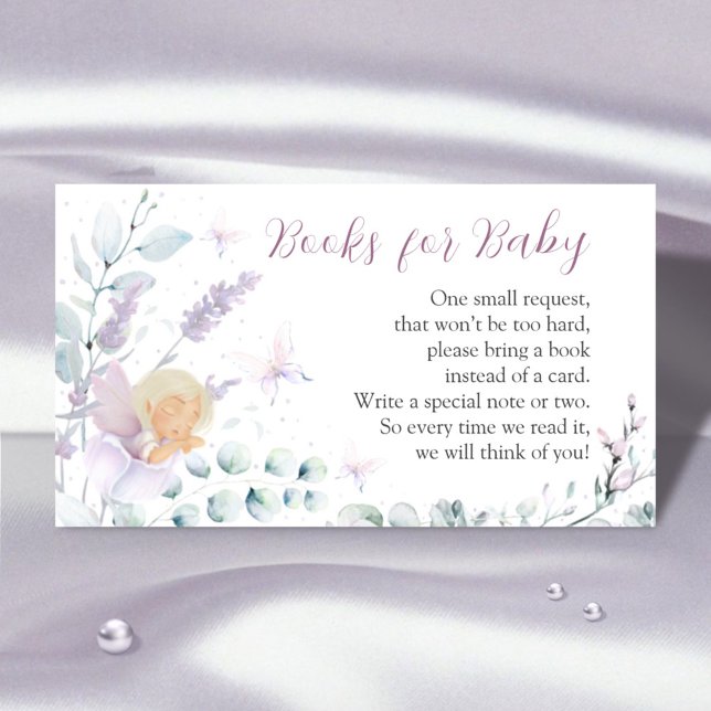 Girl’s Butterfly & Flower Baby Shower Book request Enclosure Card (Creator Uploaded)