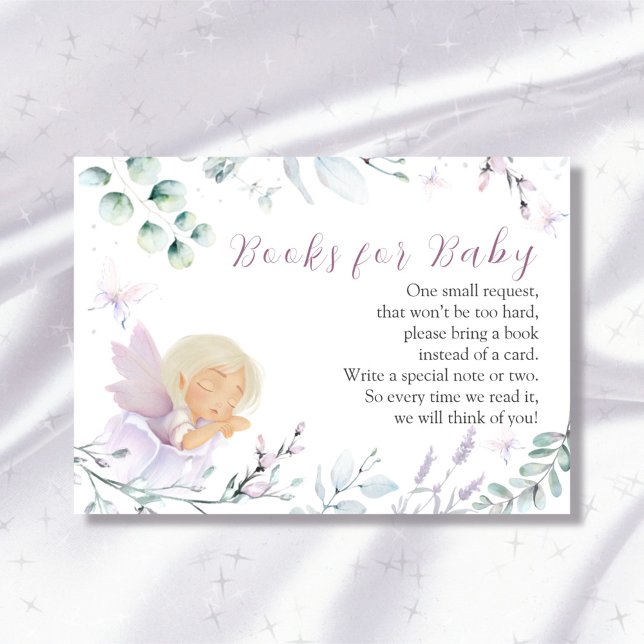Girl’s Butterfly & Flower Baby Shower Book request Enclosure Card (Creator Uploaded)