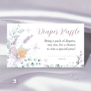 Girl’s Butterfly Flower Baby Shower Diaper Raffle Enclosure Card