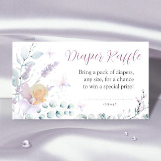 Girl’s Butterfly Flower Baby Shower Diaper Raffle Enclosure Card