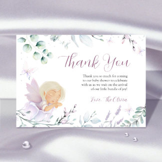 Girl’s Butterfly Flower Baby Shower Thank You Card