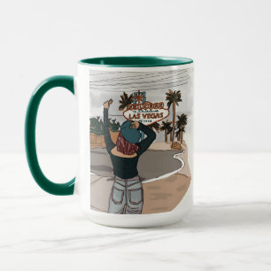 Girl’s checking Welcome to Lasvegas check in spot. Mug