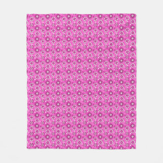 Girl’s Fun Cute Pink Flowers & Shapes Pattern Fleece Blanket