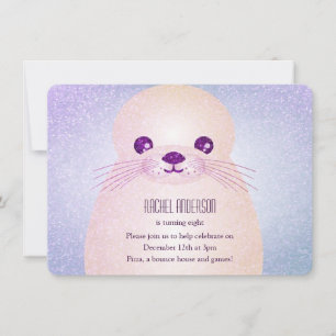 Girl’s Lilac Seal Birthday Party  Invitation